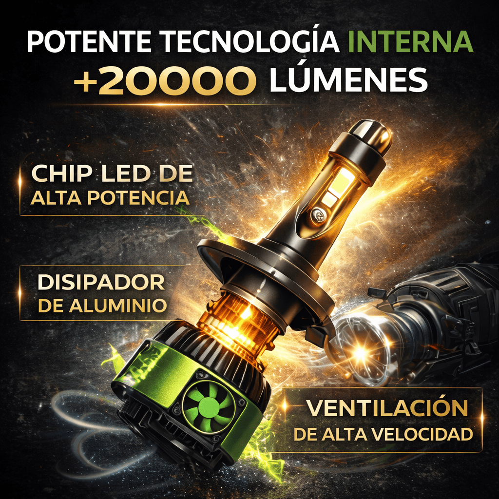 Luces LED H4 MX3 Maxillum 20000LM 200W | Faros LED Alta Potencia con Ventilador
