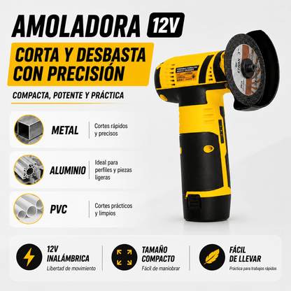 Combo Taladro + Amoladora 12V – Corta, Perfora y Atornilla Sin Cables