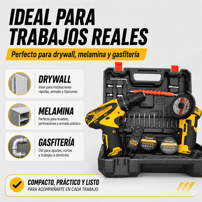 Combo Taladro + Amoladora 12V – Corta, Perfora y Atornilla Sin Cables