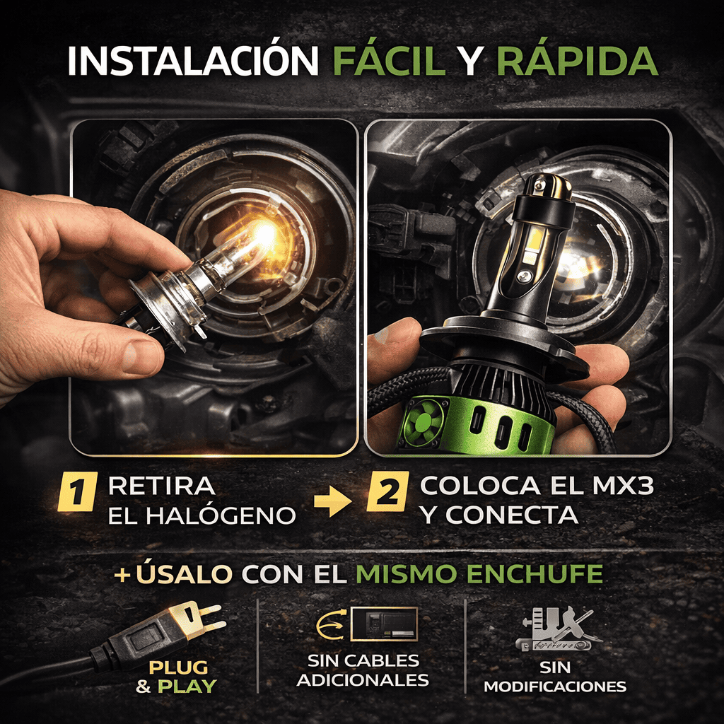 Luces LED H4 MX3 Maxillum 20000LM 200W | Faros LED Alta Potencia con Ventilador