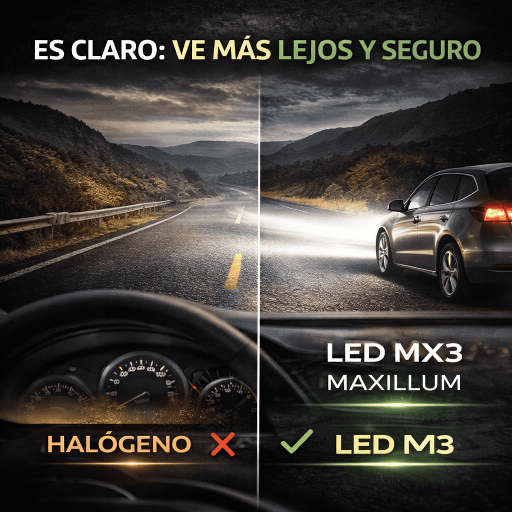 Luces LED H4 MX3 Maxillum 20000LM 200W | Faros LED Alta Potencia con Ventilador