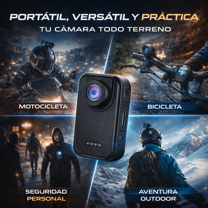 Cámara Portátil 1080P HDR – Grabación HD y capacidad de hasta 128GB