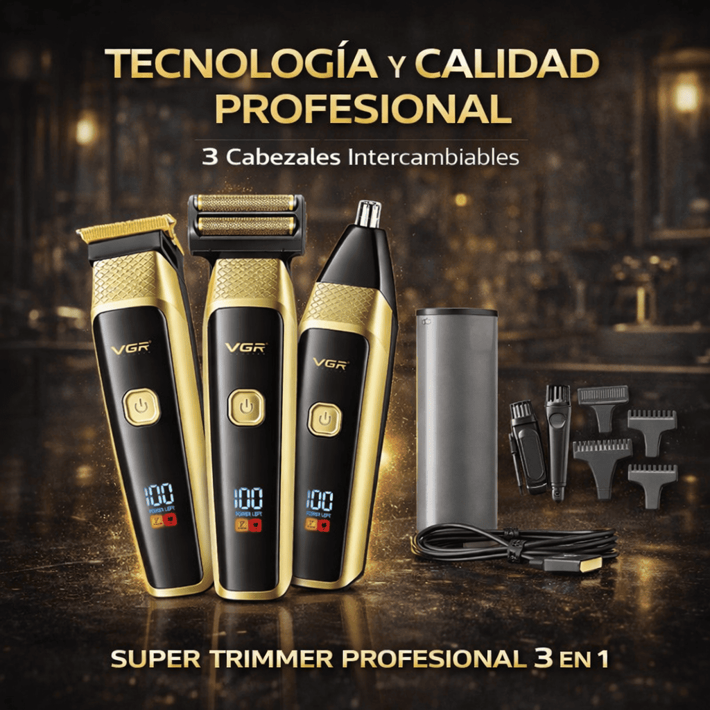 Afeitadora 3 en 1 Profesional VGR – Precisión, Potencia y Versatilidad