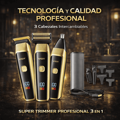 Afeitadora 3 en 1 Profesional VGR – Precisión, Potencia y Versatilidad